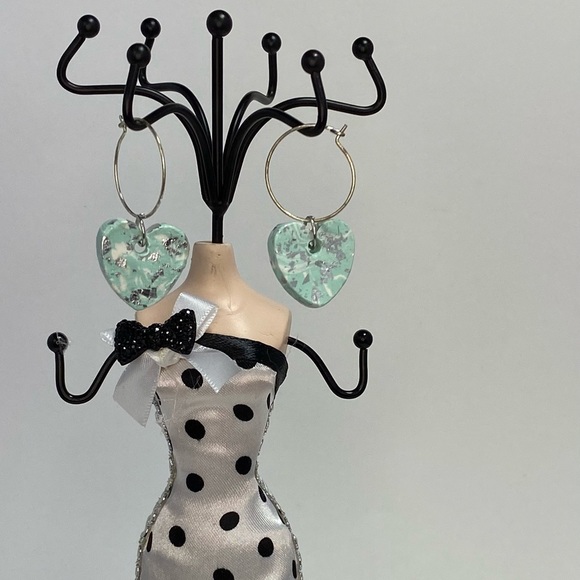 Unique Handmade Polymer Clay Pastel Heart Earrings - Picture 8 of 16